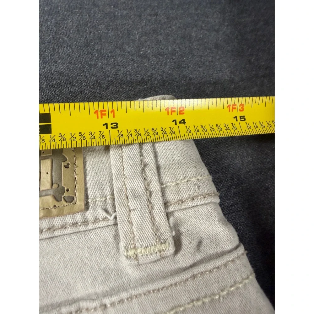 LEI Sophia Hipster Flare Pants Tan Khaki Low Rise Wide Leg Size 7 Short